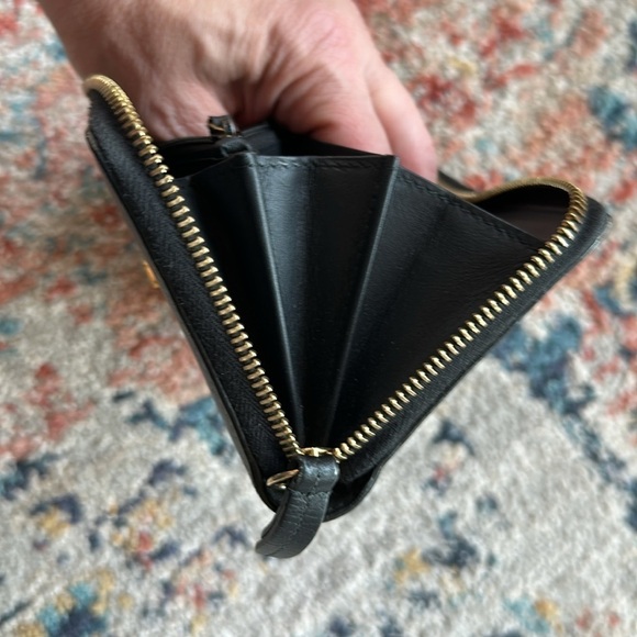 GUCCI Sherry Round Zippy Long Wallet Leather Black Red Authentic MWa0102 - Picture 8 of 9